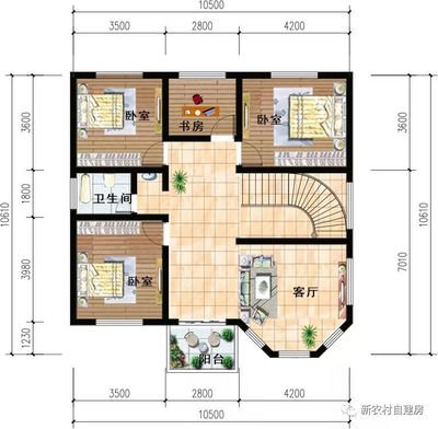 农村三间别墅室内平面设计