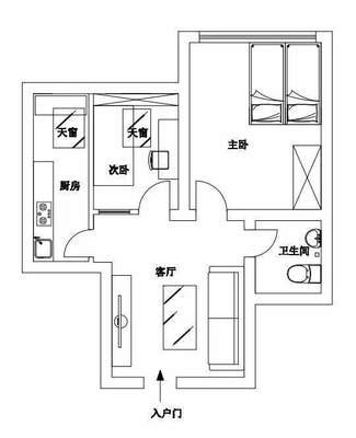 入户门正对卧室平面设计