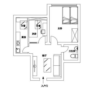 入户门正对卧室平面设计
