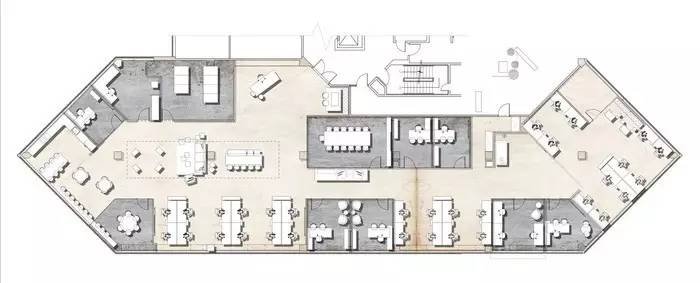 狭长办公空间平面设计