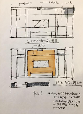 手绘客厅平面设计图纸